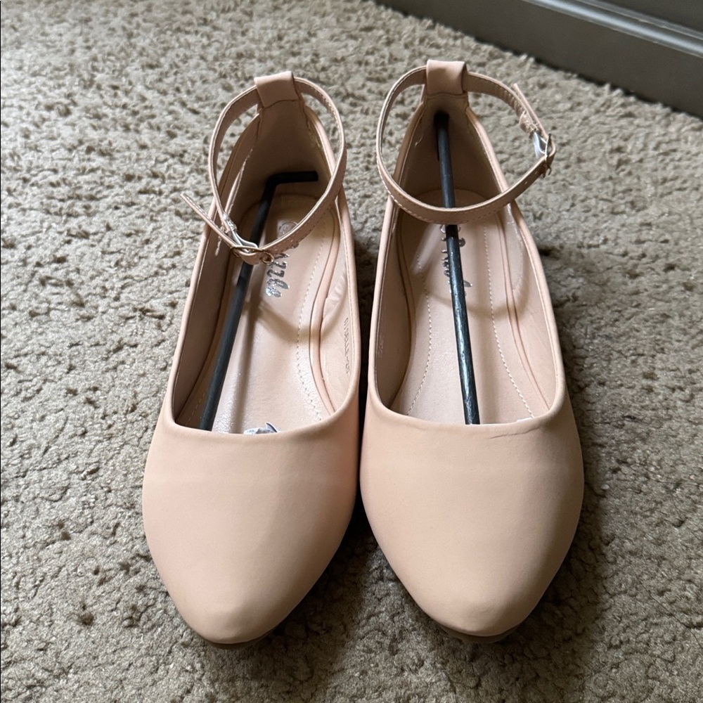 Chic Peach Ankle Strap Flats
